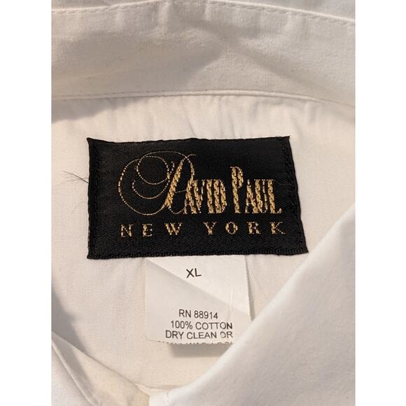 Vintage David Paul New York White Button Up USA Blouse W/ Flag Back Mens XL - Picture 4 of 11